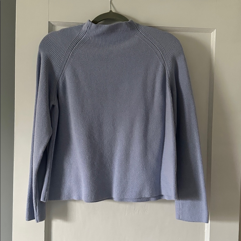 Eileen Fisher Mock Neck purple blue ribbed sweater